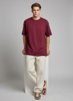 Premium Oversized Round Neck Maroon T shirt