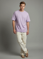 Oversized Round Neck Lavender T-shirt - Image 7
