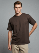 Oversized Round Neck  Dark Brown T-shirt - Image 5