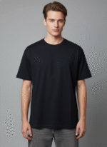 Premium Oversized Round Neck Black T shirt - Image 2