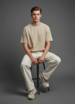 Premium Oversized Round Neck Beige T shirt - Image 5