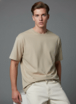 Oversized Round Neck Beige T- shirt