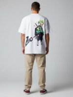 Men Oversized Anime Graphic Back Print Round Neck Cotton T-Shirt - Image 7