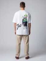 Men Oversized Anime Graphic Back Print Round Neck Cotton T-Shirt - Image 3