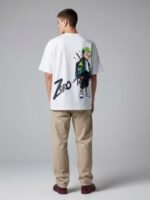 Men Oversized Anime Graphic Back Print Round Neck Cotton T-Shirt - Image 2