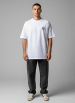 Men White Graphic Printed Oversized T shirt With Krishna Divine Artwork - Image 3