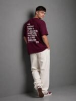 Men Oversized Typography Printed T-Shirt