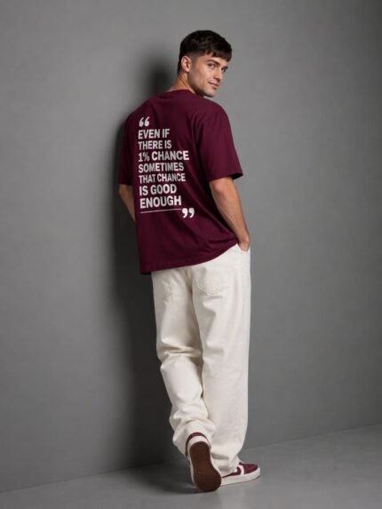 Men Oversized Typography Printed T-Shirt